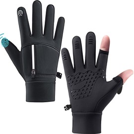 TOKIISHE Cycling Gloves Men's Winter Gloves, Thermal Gloves Touchscreen Gloves Non-Slip Waterproof Warm Windproof Running Gloves for Outdoor Sports Cycling Hiking Driving, black