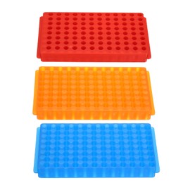 PATIKIL 96 wells Tube Rack, 1set Vial Rack Double panel Centrifuge Tube Holder for Microcentrifuge Tubes 0.2/0.5/1.5/2ml, Orange,Red,Blue