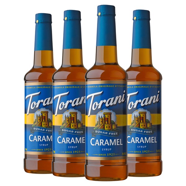 Torani Sugar Free Syrup, Caramel, 25.4 Ounces (Pack of 4)