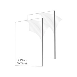 Clear Acrylic Plexiglass Sheet, 1/4" Thick (6mm) Cast Acrylic Glass, for Craft Projects, Signs, Painting, Windows Replacement (2 Piece 5"x 7")