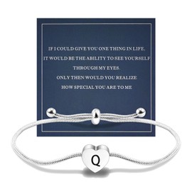 FANCIBAND S Initial Bracelet for Women 18K Heart Silver Charm Bracelet Christmas Gift For Mom/Daughter/Friend/Girlfriend/Granddaughter/Niece