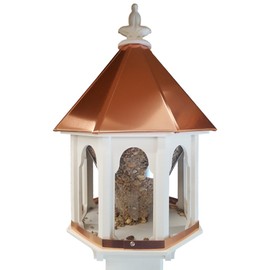 Wild Bird Feeder Solid Cellular PVC Clear Copper Roof (F8C) Made in The USA
