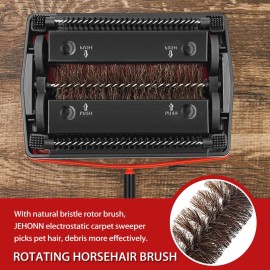 JEHONN Manual Carpet Floor Sweeper Horsehair Brush Non Electric Quiet Red