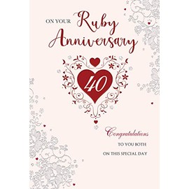Classic On Your Annivesary Card Ruby 40 Years - 9 x 6 inches - Regal Publishing