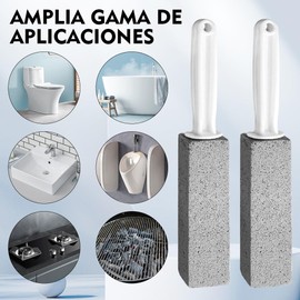 Escobilla de Baño de Piedra Pómez 4 Cepillos,Limpieza De WC Piedra De Limpieza De Pómez Natural,con Mango Largo de Plástico Antideslizante,para Limpiar la Cal, Acumulación de Calcio, Hierro y óxido