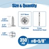 ANCHOREASE #8×5/8″ Wood Screw 350Pcs, 304 Stainless Steel Screws, Flat