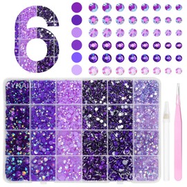 18000 Pcs 3D Purple Jelly Rhinestones for Crafting, Flatback Resin Jelly Bedazzled Gems for Crafts, 3-6 mm Half Round Gems Rhinestones for Nails Art Eyes Makeup DIY Crafts Supplies
