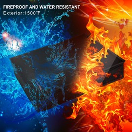 Tamfile Fireproof Document Box, 12.4 x 16.7 x 4.2 inches, Large Capacity, Waterproof Document Bag for Passports, Credit Card, Certificates, Laptop and Valuables, for Home, Office, Travel, Black