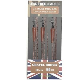 TJR Tackle Solid Bag Inline Leaders Lead Free Quick Change Swivels 60lb Test 3 per pack Carp Fishing Tackle (Gravel Brown)