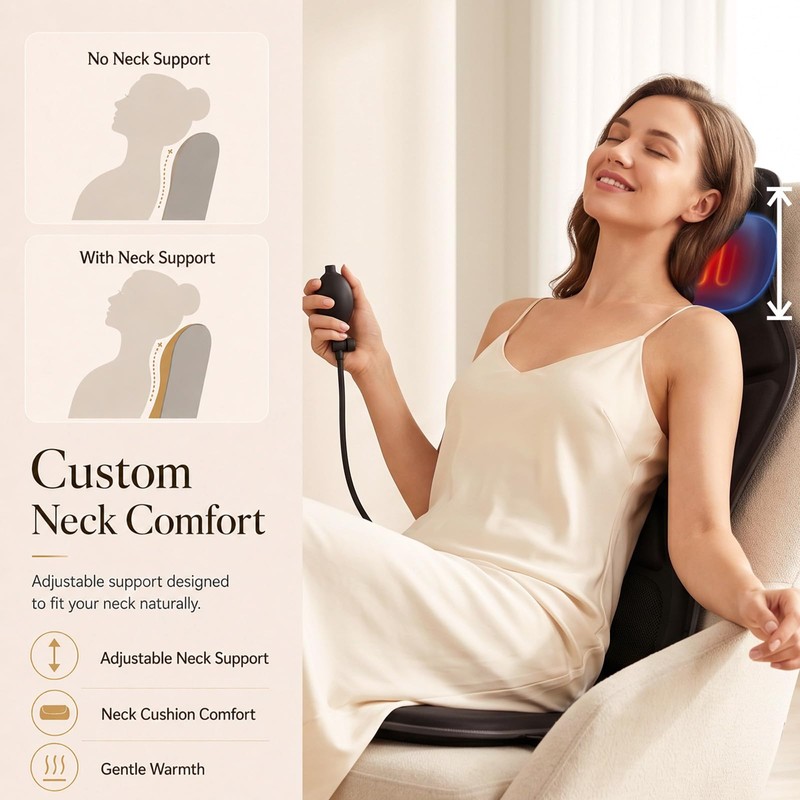comrelax Vibrating Back Massager for Chair with Heat & Cooling,