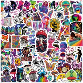 100 Pieces Trippy Stickers, Cool Psychedelic Aesthetic Stickers Waterproof Vinyl Gifts for Phone, Water Bottle, Luggage, Laptop, Adults Teens