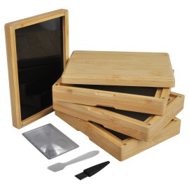 Premium Bamboo Sifter Set, 5" x 7", 75, 175, 275 Micron Stainless Steel Mesh