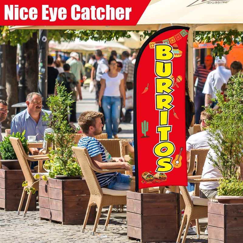 Buryeah Feather Burritos Open Flag Burritos Sign Business Signs for