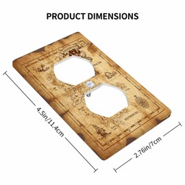 Haciadan Treasure Map Outlet Covers Wall Plate Pirate Sailboat Compass Ruined Old Parchment Decorative Light Switch Cover Duplex Outlet Cover for Bedroom Kitchen Home