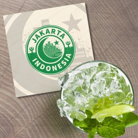 Unbranded Jakarta Indonesia Travel 4'' X 4'' Square Wooden Coaster