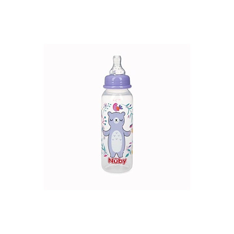 Nuby Printed Non-Drip Bottle, 8 Ounce, Colors May Vary