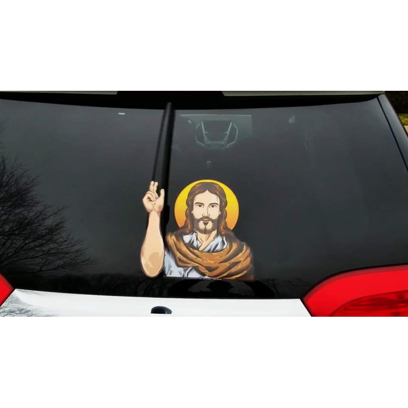 Jesus Christ Blessing Waving WiperTag with Decal attach to Rear