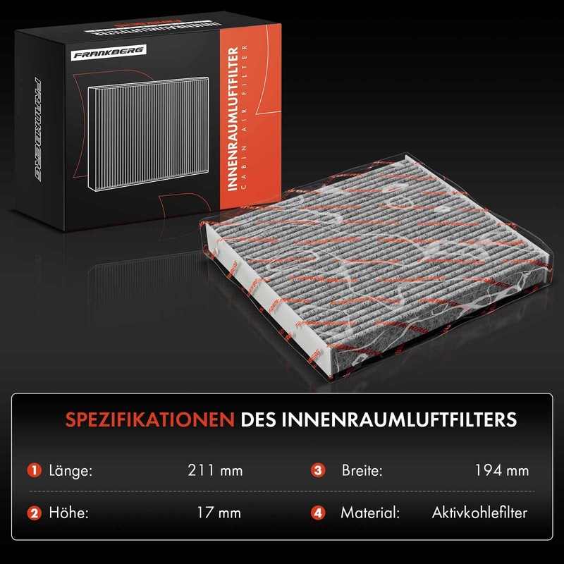 Frankberg Cabin Air Filter Pollen Filter with Activated Carbon Compatible