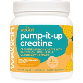Wellah Pump-It-Up Creatine (100 Servings, Pineapple Mango) - Creatine Monohydrate with Dandelion, Uva Ursi, & Cranberry Extract