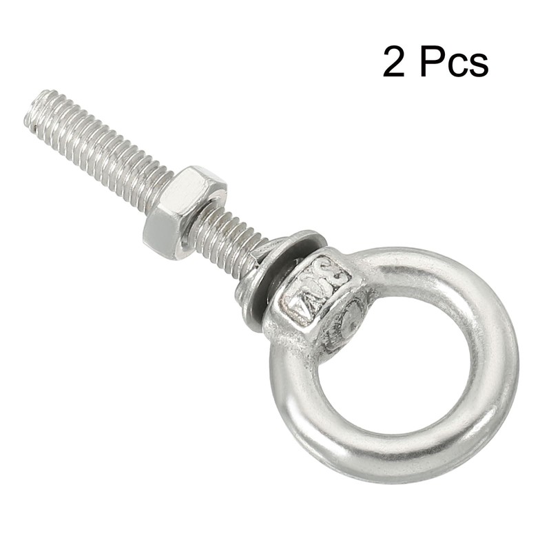 sourcing map M4 3/16"x0.98" Stainless Steel Eye Bolts Threaded Screw