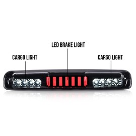 DOTCOM LED 3rd Brake Light,Compatible with 1999-2007 Chevy Silverado/GMC Sierra 1500 2500 3500 & HD,Third Rear Stop Light Cargo Lamp,Smoky Lens Black Housing Type I