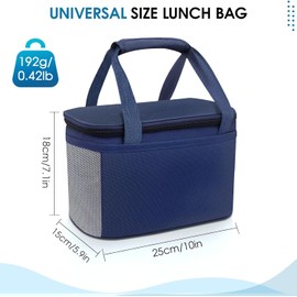 Reusable Lunch Box Lunch Bag for Women Men Insulated Lunch Bag Women Lunch Cooler Tote Bags with Adjustable Shoulder Strap for Office Work Picnic Outdoor Travel (Navy Blue, S)