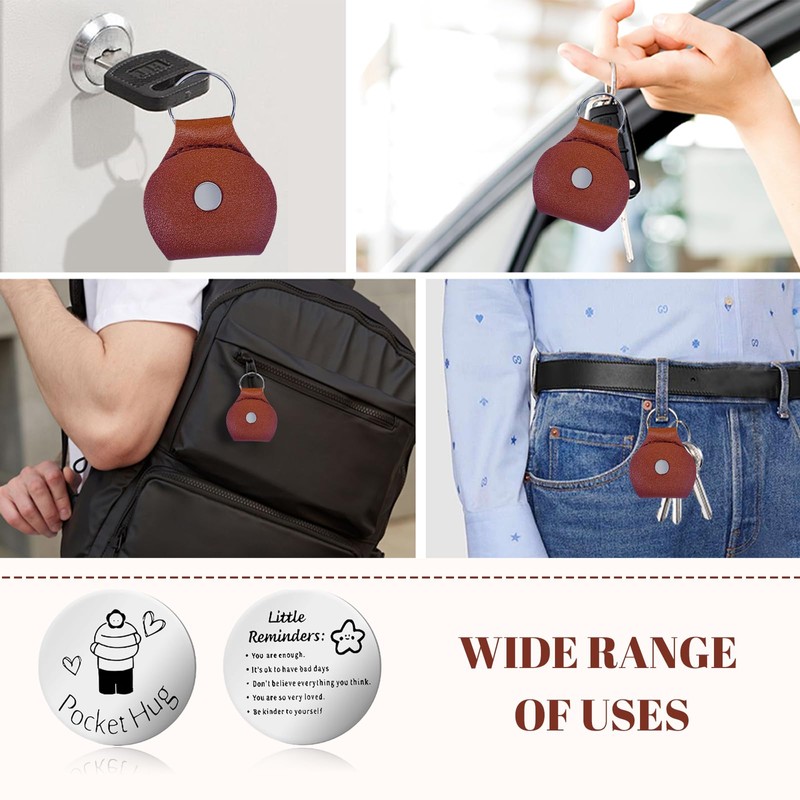 Kabwea Positive Hug Token with Practical Leather Bag, Ideal as