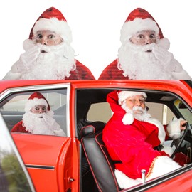 LOMIMOS 2PCS Christmas Car Rear Window Sticker,PVC self-Adhesive Surprised Santa Claus Funny Vehicle Decal Window Cling Decoration (12 x 8.7’’)