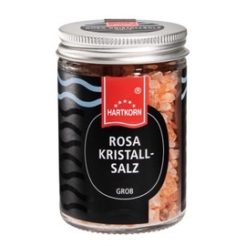 Pink Crystal Salt, Coarse - 115 g in Gourmet Glass by Hartkorn - Resealable and Refillable