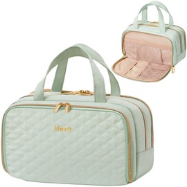 Lifewit Travel Toiletry Bag with Handle, Large Wide-Open Makeup Cosmetic Travel Bag for Toiletries with Multi-compartments, Vacation Essentials, Mint Green, 5L