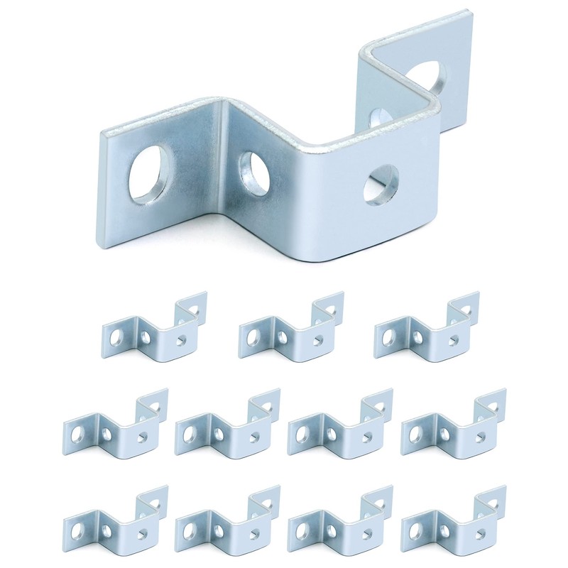 QWORK Steel Electrogalvanized U-Shaped Strut Connector Brackets, 5 Hole Design,