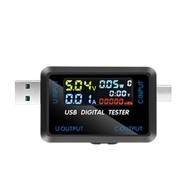 Multi-function USB Voltage Current Test Meter Digital IPS Display Capacity Tester Power Tester Digital Voltmeter Electrical Appliances Detection Device Support 9 Groups of Measurement Data Storage Function