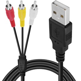 BENACES USB to 3RCA Converter, USB A Male to 3RCA Male Audio Video Adapter AV Composite Converter 3RCA Auxiliary Connector 5FT Cable Cord Suitable for TV Sets, Set-Top Boxes, Used for Audio Capture