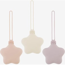 3pcs Funda de silicona para chupete,Funda Portátil de Silicona Suave, Estrella Antideslizante,Protector Higiénico Antibacteriano, Ideal para Viaje, Bebés y Recién Nacidos (Rosa+Beige+Morado)