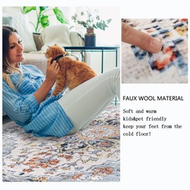 Homcomoda Washable Area Rugs 8x10 Distressed Area Rugs for Living Room Non Slip Printed Floor Carpets for Living Room Bedrom Dining Room