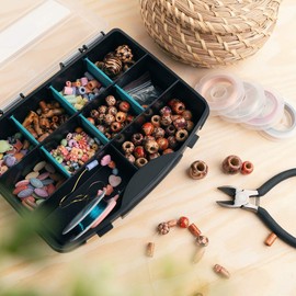 Navaris Plastic Storage Box - Stackable Organizer Case with Adjustable and Removable Divider Compartment for Tools, Small Items, Jewelry - 1 Box