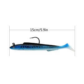 Rubber Fish Zander Set 3D Eyes Soft Fishing Lures 15 cm 30 g Fish Fishing Trout & Perch Bait Jig Heads Artificial Bait, Fishing Gift for Freshwater Saltwater, Pack of 4, #1