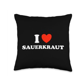 I Heart Sauerkraut I Love Sauerkraut Fermented Pickled Wurst Cabbage Kraut Fan Throw Pillow, 16x16, Multicolor