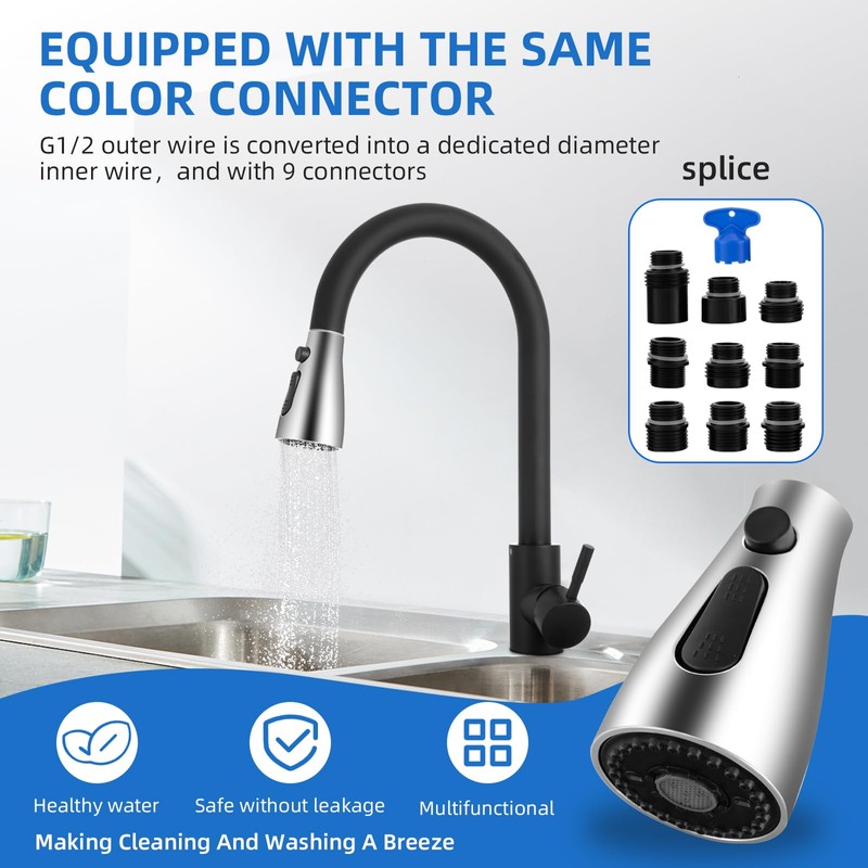 Kitchen Faucet Sprayer Head Nozzle,3 Function Modes,Pull Down Kitchen Sink