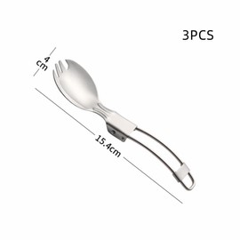 CQADSC 3Pcs Camping Cutlery Portable Folding Spoons Folding Forks Lightweight Folding Cutlery Folding Flatware for Picnic Hiking Outdoor Travel