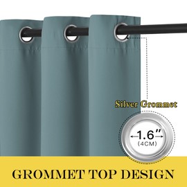 NICETOWN Blackout Greyish Blue Curtain for Living Room - Solid Thermal Insulated Grommet Light Blocking Window Treatment Sound Dampening for Bedroom/Doorway (1 Panel, W66 x L66)