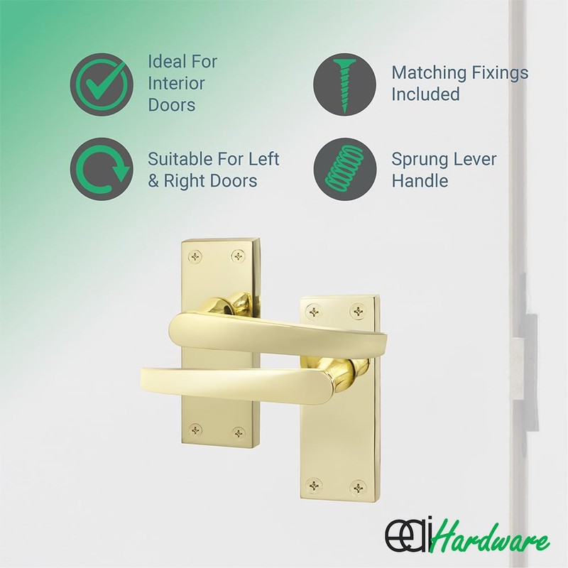 EAI Polished Brass Door Handles | 1 Pair Internal Latch