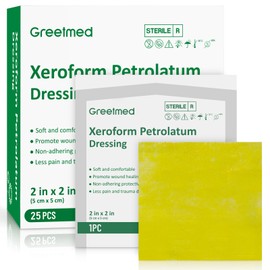Greetmed Xeroform Petrolatum Dressing 2inx2in 25 Individual Pack Wound Dressing, Non-Adherent Gauze Pads for Wounds, Partial Thickness Burns, Lacerations, Skin Grafts, Recipient Sites, Sutured Wounds