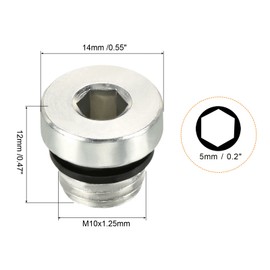 PATIKIL M10*1.25 Internal Hex Head Pipe Fitting Plug, 3 Pack Male Thread 45# Steel Socket Plug with Sealing Ring for Terminate Pipe Ends