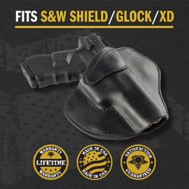 Relentless Tactical The Ultimate Leather Gun Holster | OWB | Made in USA | Fits Glock 17/19/19X/22/26/43/43X/45, Taurus G3C, S&W M&P Shield, H&K VP9 & Similar Handguns