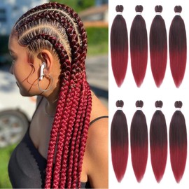 Kachanaa 20 Inch Pre Stretched Braiding Hair 8 Packs EZ Braids Yaki Hot Water Setting Kanekalon Hair for Braiding Yaki Texture Pre Stretched Braiding Hair Extensions 1B900#