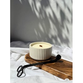 CozySweetHome Soy Wax Candle in Plaster Holder - Handmade Aromatherapy Candle with Wooden Wick, Natural Scented Home Decor, Long-Burning (Medium, Italian Breeze)