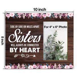 NGAEAK Bestie Gifts From Women Best Friends, Sister Wood Picture Frame, Sisters Gifts for Birthady Christmas Graduation, Long Distance Leaving Going Away Apart Sister Gift, Display Photo 4 x 6 Inch