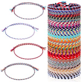 HJZHII 30Pcs Woven Wrap Friendship Bracelets, Handmade Boho Braided