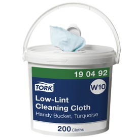 Tork 190492 Low-Lint Cleaning Handy Bucket / 1 Ply Disposable Cotton Towel Suitable with W10 Handy Bucket Big / Turquoise / 1 x 60m / Ø 16cm